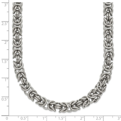 Chisel Stainless Steel Polished 6mm 24 inch Byzantine Link Necklace