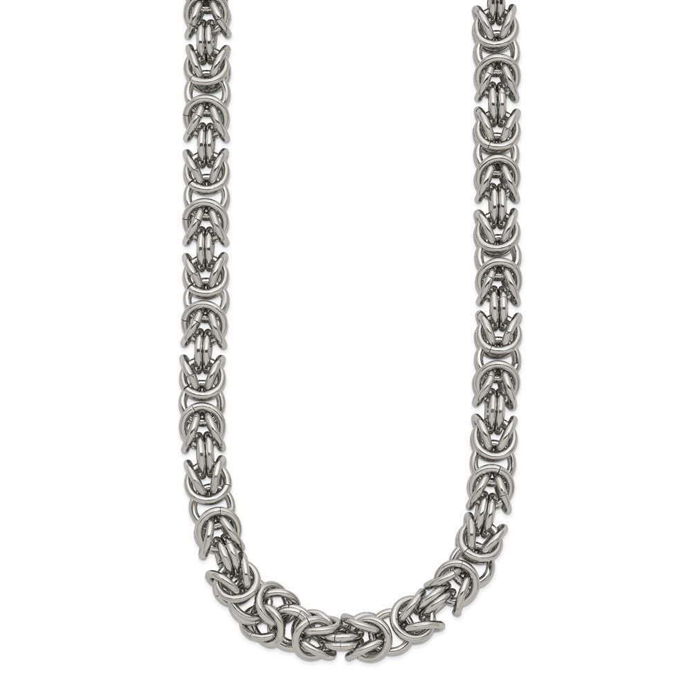 Chisel Stainless Steel Polished 8mm 24 inch Byzantine Link Necklace