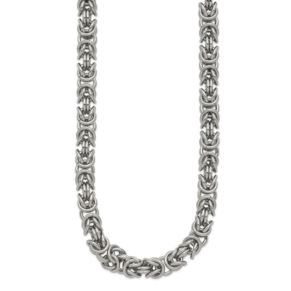 Chisel Stainless Steel Polished 8mm 24 inch Byzantine Link Necklace