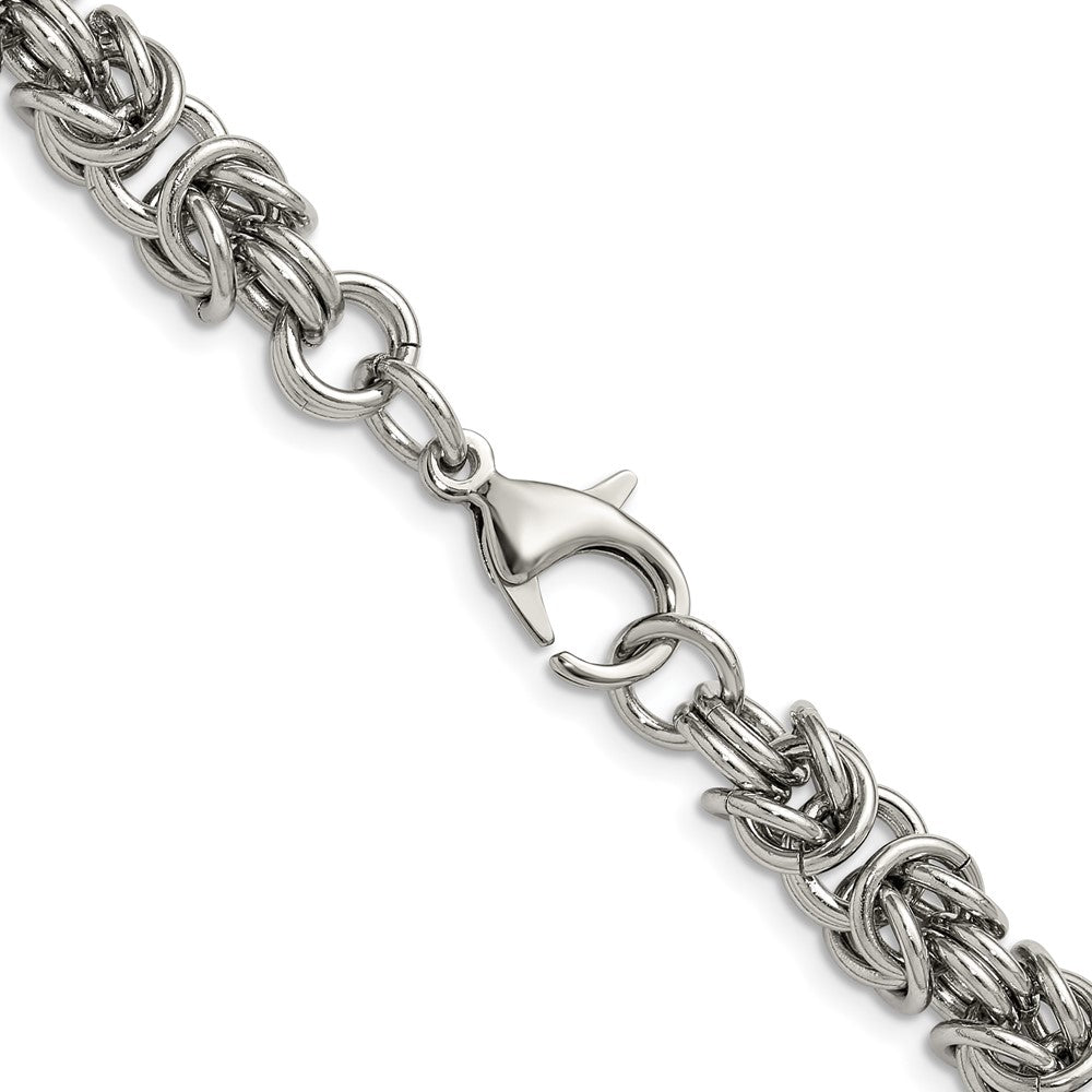 Chisel Stainless Steel Polished 8mm 24 inch Byzantine Link Necklace
