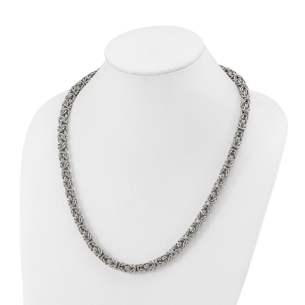 Chisel Stainless Steel Polished 8mm 24 inch Byzantine Link Necklace