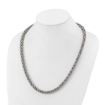 Chisel Stainless Steel Polished 8mm 24 inch Byzantine Link Necklace