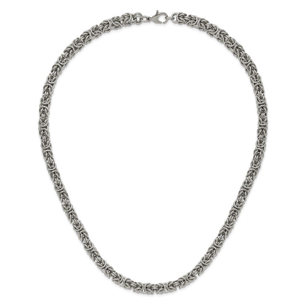 Chisel Stainless Steel Polished 8mm 24 inch Byzantine Link Necklace