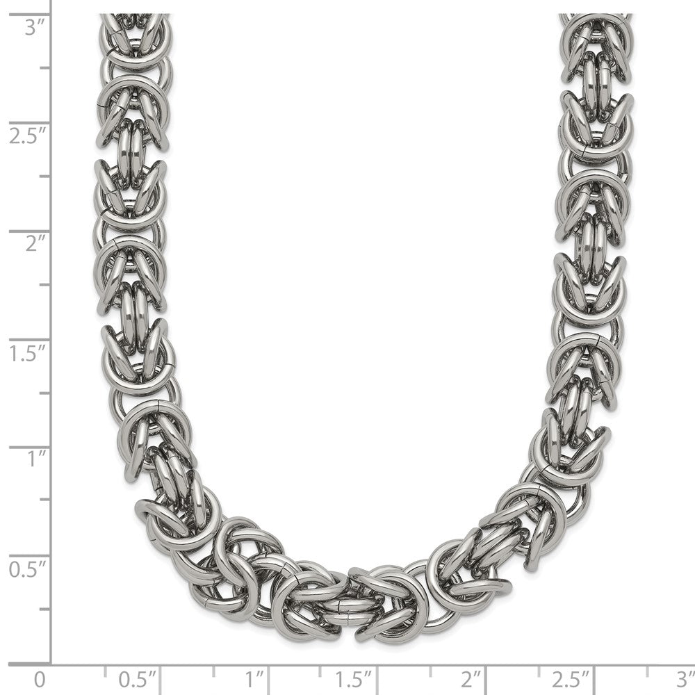 Chisel Stainless Steel Polished 8mm 24 inch Byzantine Link Necklace