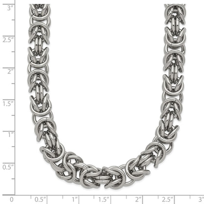 Chisel Stainless Steel Polished 8mm 24 inch Byzantine Link Necklace