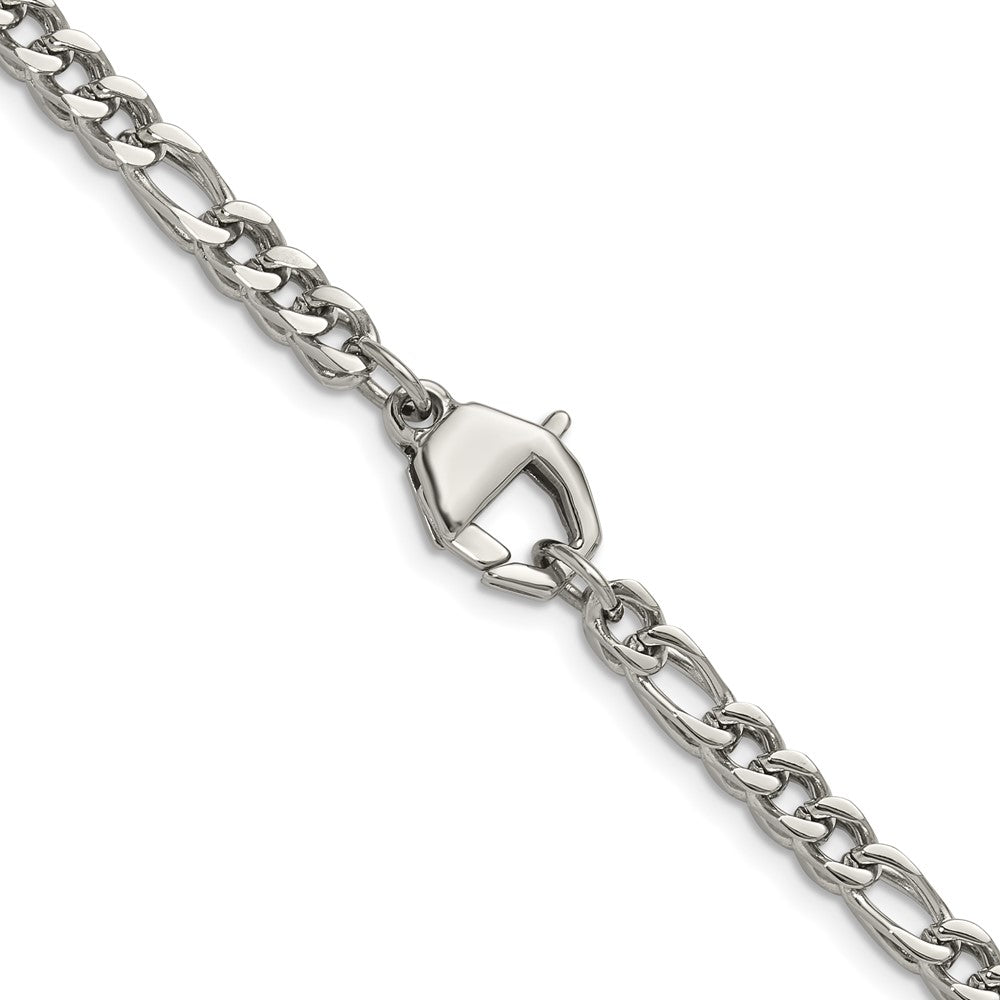Chisel Stainless Steel Polished 4mm 24 inch Fancy Figaro Chain Necklace