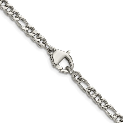 Chisel Stainless Steel Polished 4mm 24 inch Fancy Figaro Chain Necklace