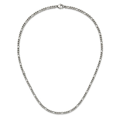 Chisel Stainless Steel Polished 4mm 24 inch Fancy Figaro Chain Necklace