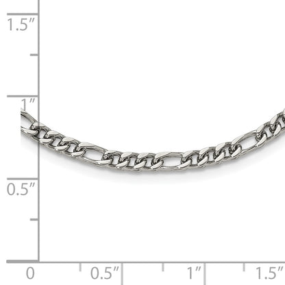 Chisel Stainless Steel Polished 4mm 24 inch Fancy Figaro Chain Necklace