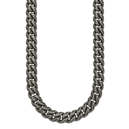 Chisel Stainless Steel Antiqued and Brushed 10mm 24 inch Curb Link Necklace
