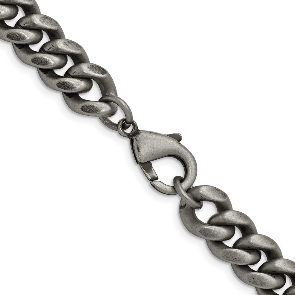 Chisel Stainless Steel Antiqued and Brushed 10mm 24 inch Curb Link Necklace