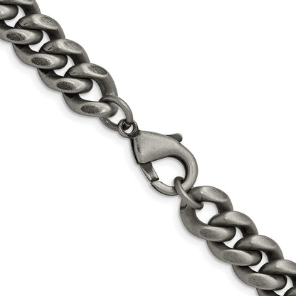 Chisel Stainless Steel Antiqued and Brushed 10mm 24 inch Curb Link Necklace