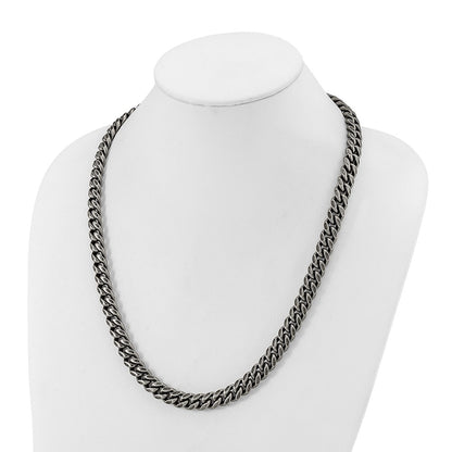 Chisel Stainless Steel Antiqued and Brushed 10mm 24 inch Curb Link Necklace
