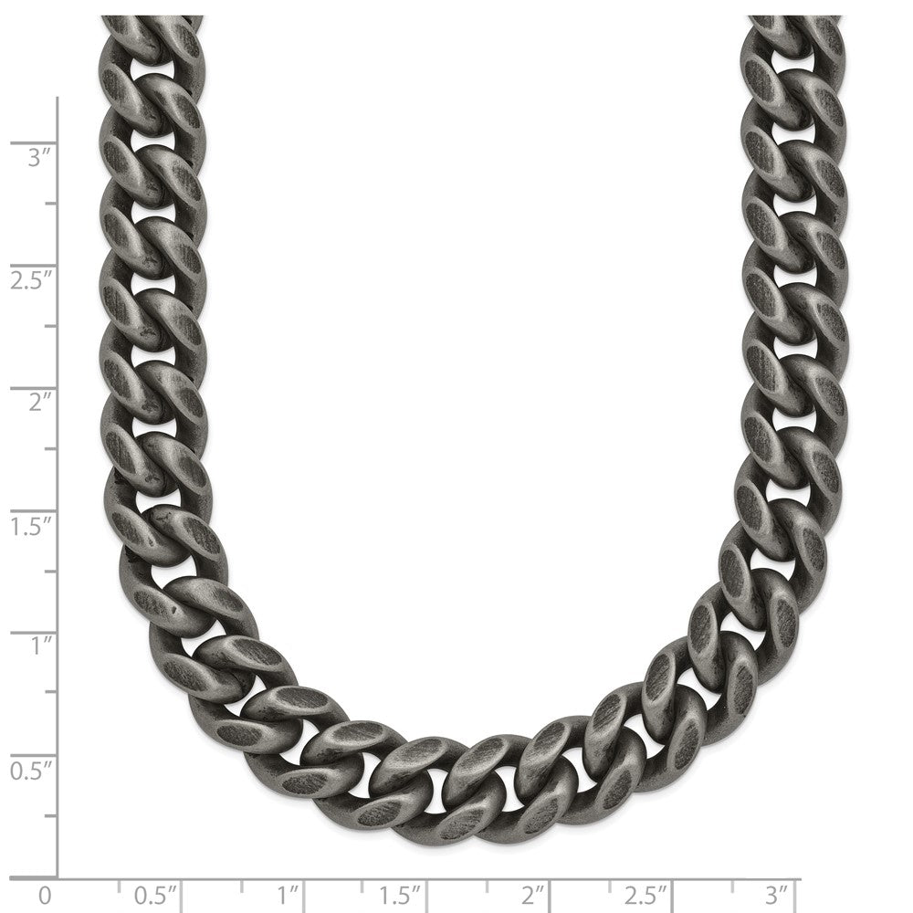 Chisel Stainless Steel Antiqued and Brushed 10mm 24 inch Curb Link Necklace