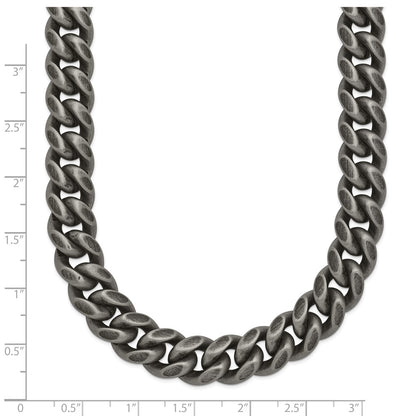 Chisel Stainless Steel Antiqued and Brushed 10mm 24 inch Curb Link Necklace