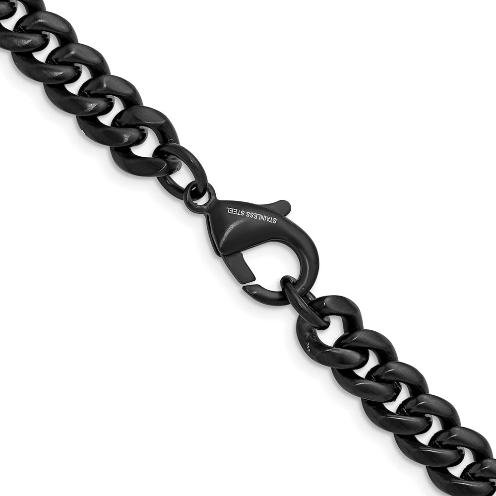 Chisel Stainless Steel Brushed Black IP-plated 8mm 24 inch Curb Link Necklace