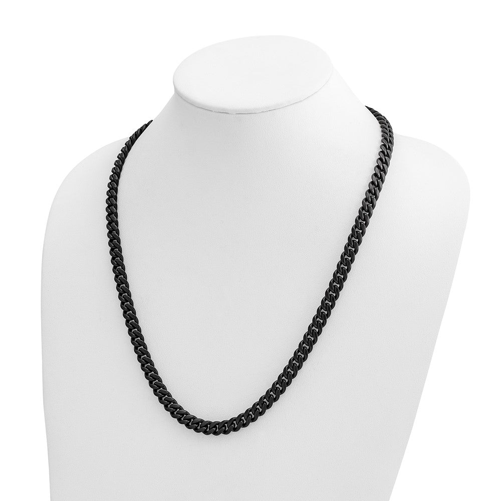 Chisel Stainless Steel Brushed Black IP-plated 8mm 24 inch Curb Link Necklace