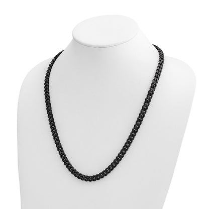 Chisel Stainless Steel Brushed Black IP-plated 8mm 24 inch Curb Link Necklace