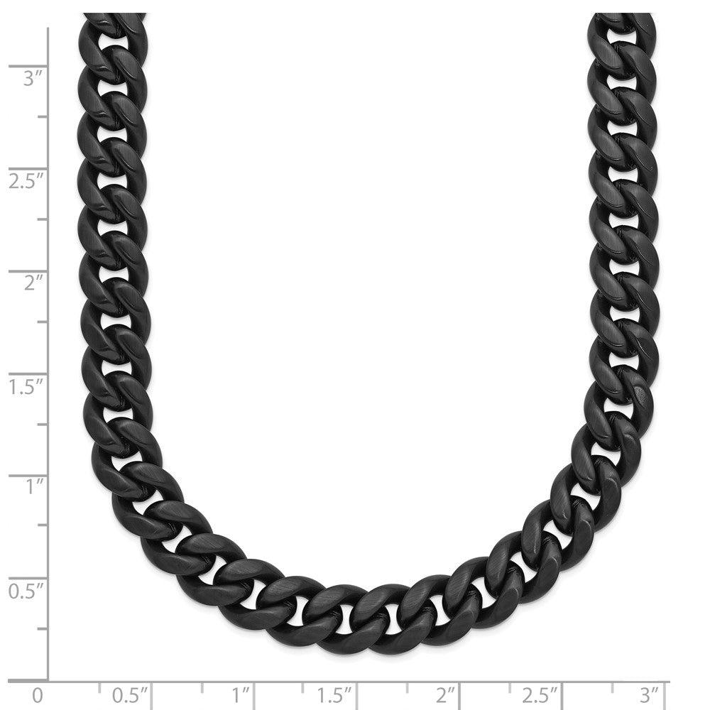 Chisel Stainless Steel Brushed Black IP-plated 8mm 24 inch Curb Link Necklace