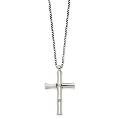 Chisel Stainless Steel Polished Cross Pendant on a 20 inch Box Chain Necklace