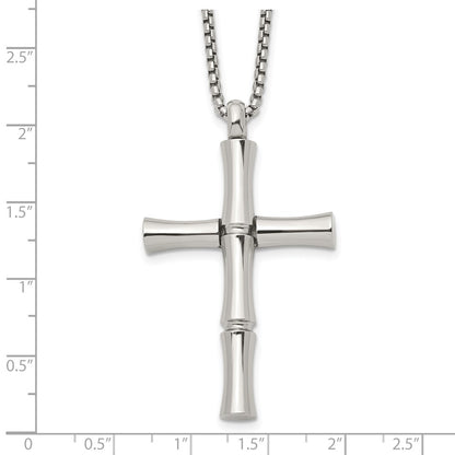 Chisel Stainless Steel Polished Cross Pendant on a 20 inch Box Chain Necklace