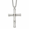 Chisel Stainless Steel Polished Cross Pendant on a 20 inch Box Chain Necklace