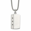 Chisel Stainless Steel Brushed and Polished Black CZ Dog Tag on a 20 inch Box Chain Necklace