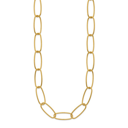 Chisel Stainless Steel Polished Textured Yellow IP-plated Open Link 16 inch Plus a 2 inch Extension Necklace