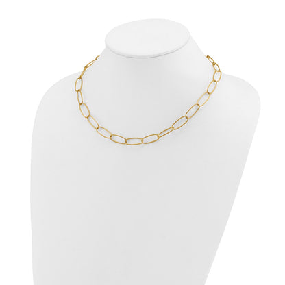 Chisel Stainless Steel Polished Textured Yellow IP-plated Open Link 16 inch Plus a 2 inch Extension Necklace