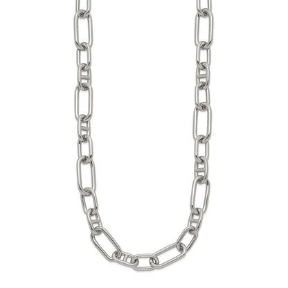Chisel Stainless Steel Polished 9mm 16 inch Plus  2 inch Extension Open Link Necklace