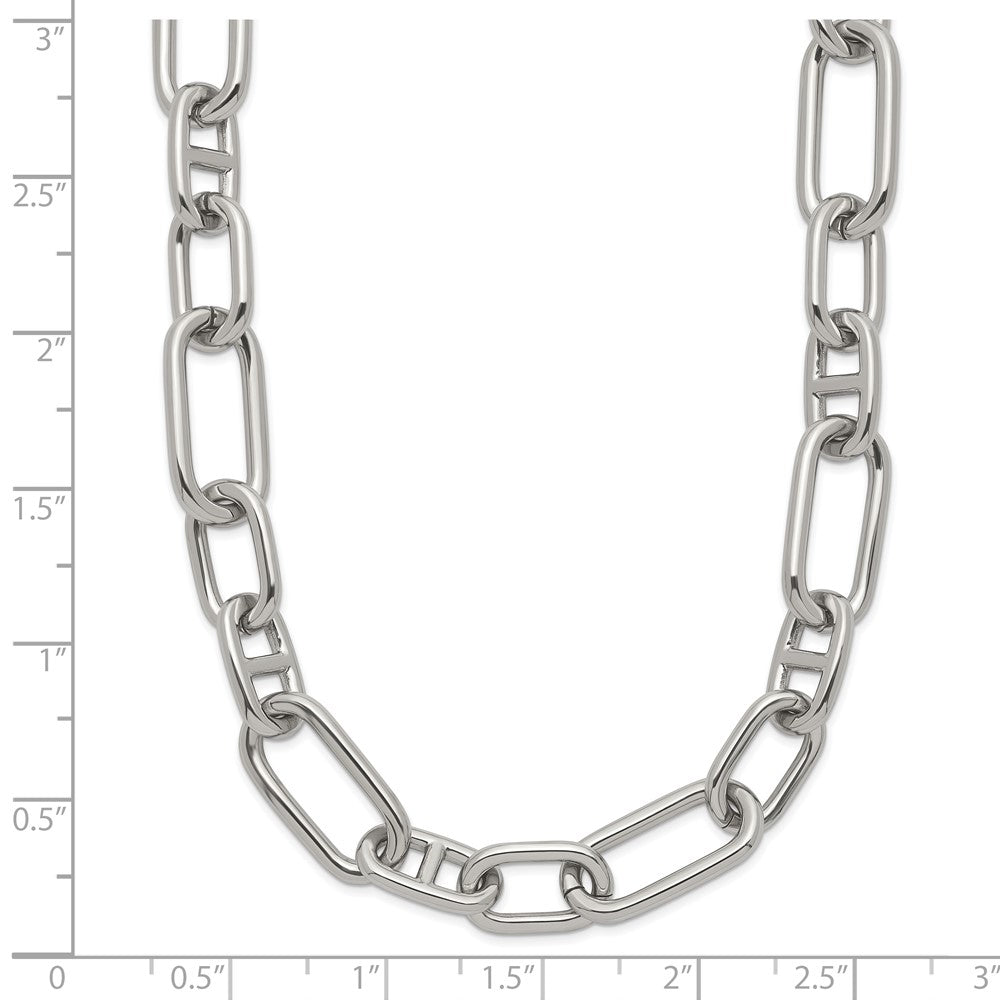 Chisel Stainless Steel Polished 9mm 16 inch Plus  2 inch Extension Open Link Necklace