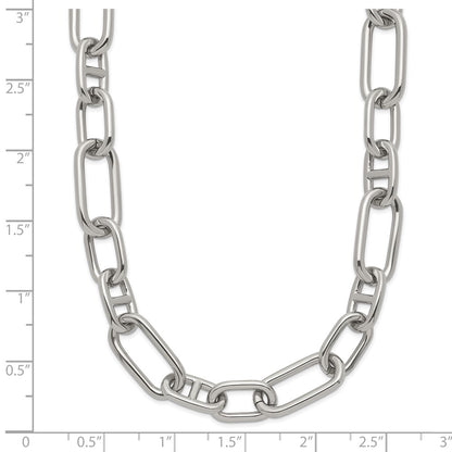 Chisel Stainless Steel Polished 9mm 16 inch Plus  2 inch Extension Open Link Necklace