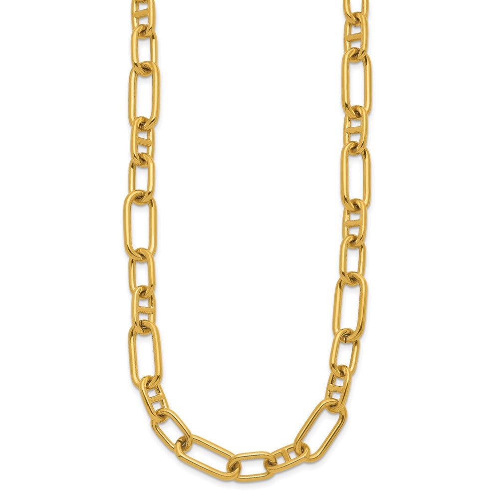 Chisel Stainless Steel Polished Yellow IP-Plated 9mm 17 inch Plus  2 inch Extension Open Link Necklace