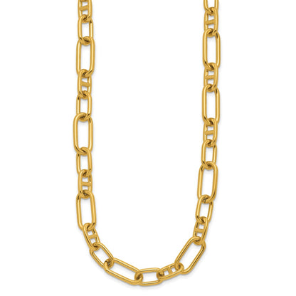 Chisel Stainless Steel Polished Yellow IP-Plated 9mm 17 inch Plus  2 inch Extension Open Link Necklace