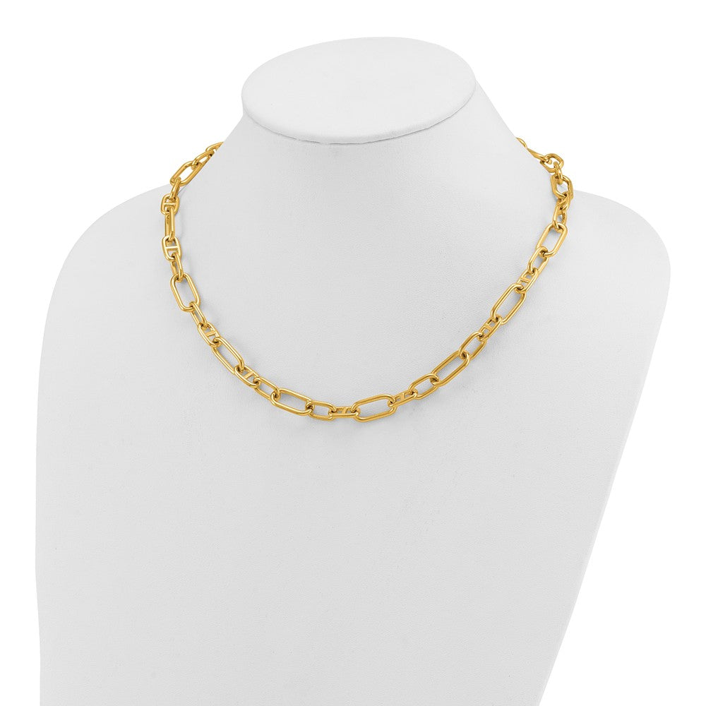 Chisel Stainless Steel Polished Yellow IP-Plated 9mm 17 inch Plus  2 inch Extension Open Link Necklace