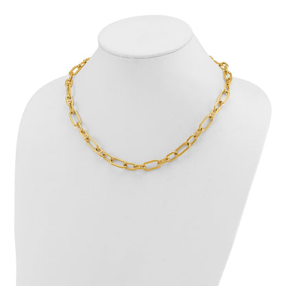 Chisel Stainless Steel Polished Yellow IP-Plated 9mm 17 inch Plus  2 inch Extension Open Link Necklace
