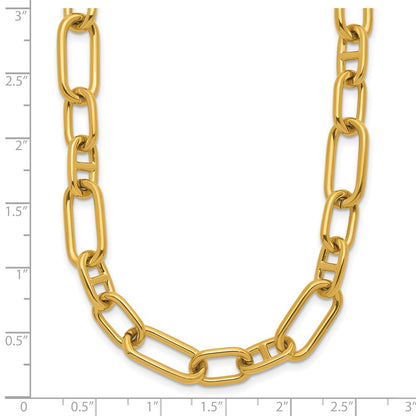 Chisel Stainless Steel Polished Yellow IP-Plated 9mm 17 inch Plus  2 inch Extension Open Link Necklace