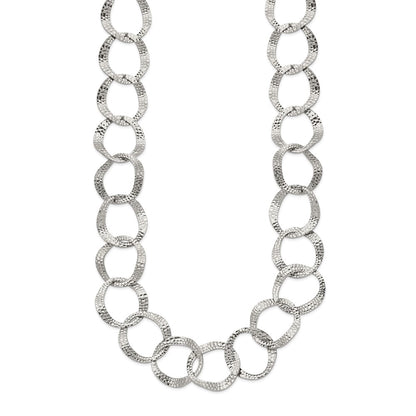 Chisel Stainless Steel Polished and Textured Open Circles 18 inch Plus a 2 inch Extension Necklace