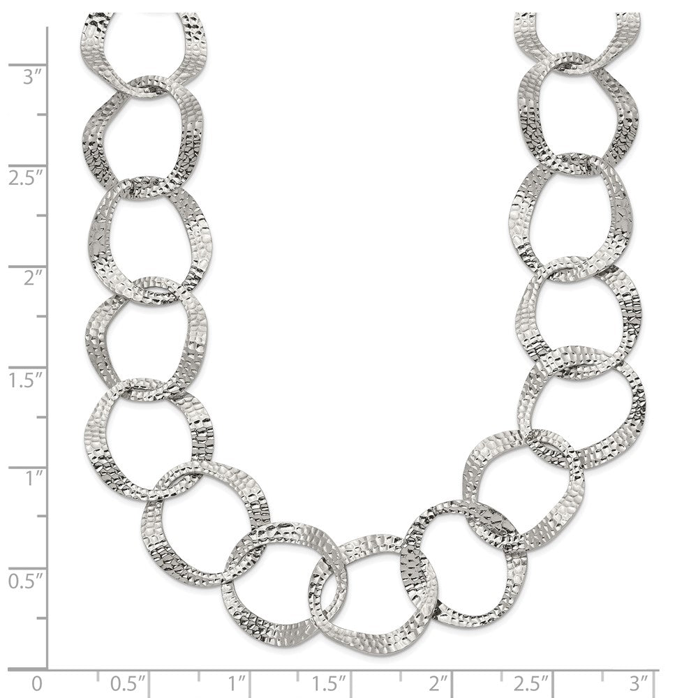 Chisel Stainless Steel Polished and Textured Open Circles 18 inch Plus a 2 inch Extension Necklace