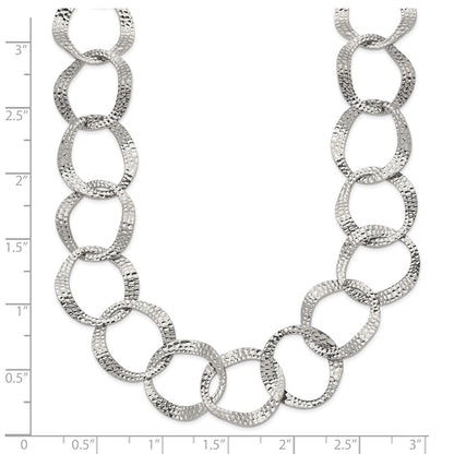 Chisel Stainless Steel Polished and Textured Open Circles 18 inch Plus a 2 inch Extension Necklace