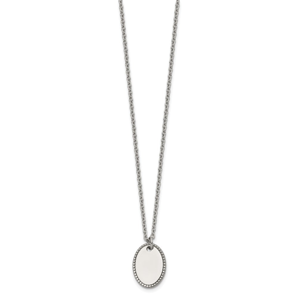 Chisel Stainless Steel Polished Oval Disc on an 18 inch Plus a 2 inch Extension Cable Chain Necklace