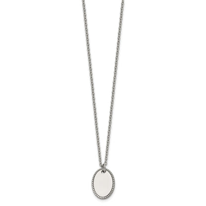 Chisel Stainless Steel Polished Oval Disc on an 18 inch Plus a 2 inch Extension Cable Chain Necklace