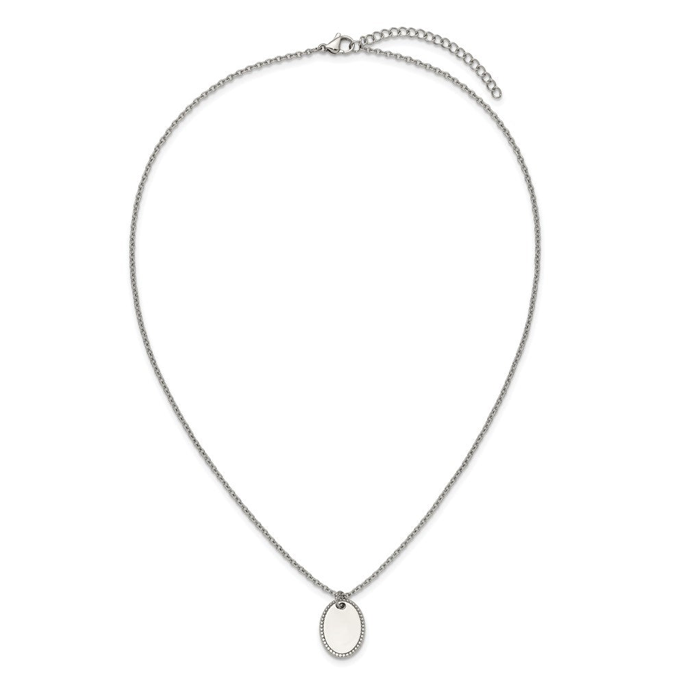 Chisel Stainless Steel Polished Oval Disc on an 18 inch Plus a 2 inch Extension Cable Chain Necklace