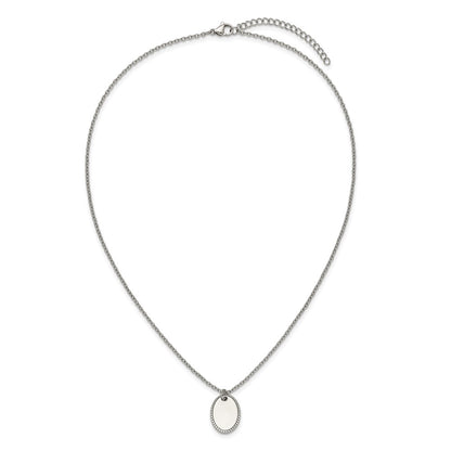 Chisel Stainless Steel Polished Oval Disc on an 18 inch Plus a 2 inch Extension Cable Chain Necklace