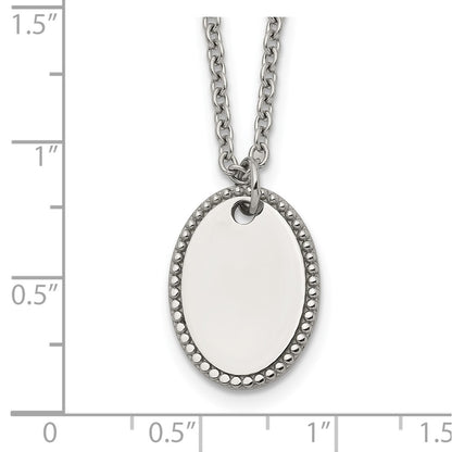 Chisel Stainless Steel Polished Oval Disc on an 18 inch Plus a 2 inch Extension Cable Chain Necklace