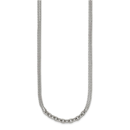 Chisel Stainless Steel Polished Two-Strand 18 inch Plus 2 inch Extension Necklace