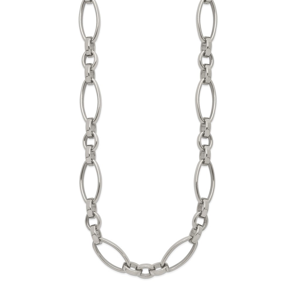 Chisel Stainless Steel Polished Open Link 16 inch Plus a 2 inch Extension Necklace
