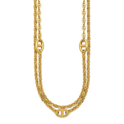 Chisel Stainless Steel Polished Yellow IP-plated Two-Strand Anchor Link 18 inch Plus a 2 inch Extension Necklace