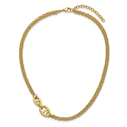 Chisel Stainless Steel Polished Yellow IP-plated Two-Strand 16 inch Plus a 2 inch Extension Necklace