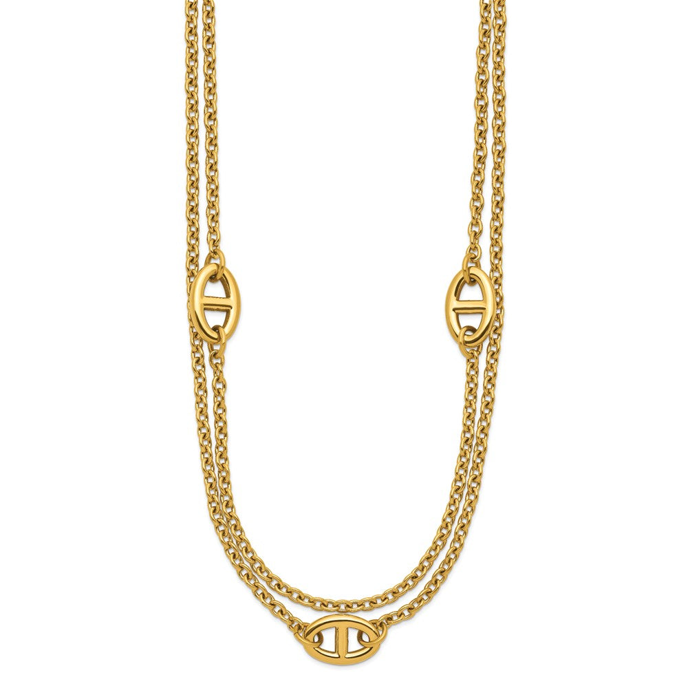Chisel Stainless Steel Polished Yellow IP-plated Two-Strand 16 inch Plus a 2 inch Extension Necklace